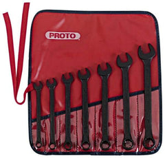 Proto - 7 Piece, 3/8" to 3/4", 12 Point Combination Wrench Set - Inch Measurement Standard, Black Oxide Finish, Comes in Nylon Roll - Americas Tooling