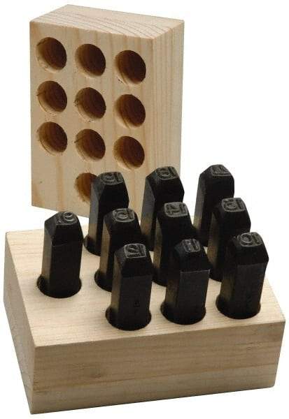 Made in USA - 10 Piece, 1/8" Character Steel Stamp Set - Double Digit Figures, Double Digits - Americas Tooling