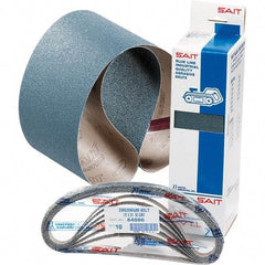 Sait - 1/2" Wide x 12" OAL, 60 Grit, Zirconia Alumina Abrasive Belt - Zirconia Alumina, Medium, Coated, H Weighted Cloth Backing - Americas Tooling