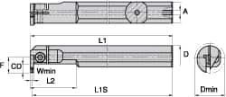 Kennametal - A-A4E, Internal, Right Hand, 10mm Max Depth of Cut, 4mm Min Groove Width, Indexable Grooving Tool Holder - A4..04.. Insert Compatibility, 63/64" Shank Width, 200mm OAL, Through Coolant - Americas Tooling