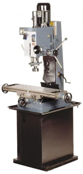 Enco - 1 Phase, 20" Swing, Geared Head Mill Drill Combination - 31-1/2" Table Length x 9-1/2" Table Width, 22" Longitudinal Travel, 7-1/2" Cross Travel, 6 Spindle Speeds, 2 hp, 220 Volts - Americas Tooling