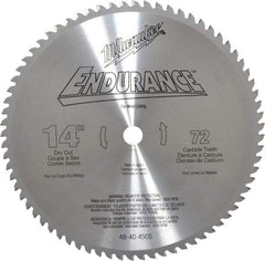 Milwaukee Tool - 14" Diam, 1" Arbor Hole Diam, 72 Tooth Wet & Dry Cut Saw Blade - Carbide-Tipped, Burr-Free, Clean, Smooth Action, Standard Round Arbor - Americas Tooling