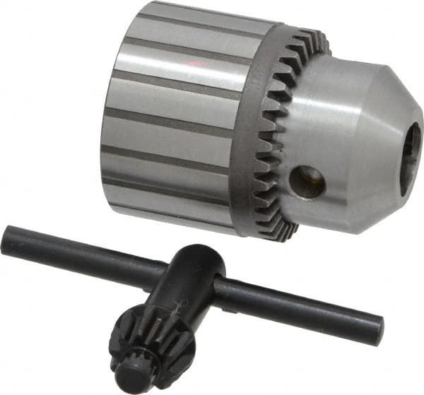 Jacobs - 1/2-20, 1.6 to 12.7mm Capacity, Threaded Mount Drill Chuck - Keyed, 43.69mm Sleeve Diam, 58.42mm Open Length - Exact Industrial Supply