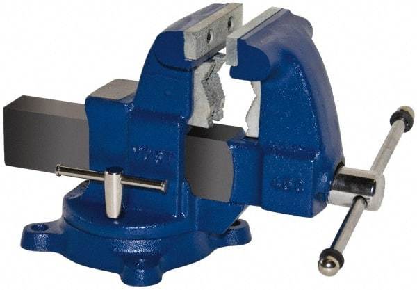 Yost Vises - 4-1/2" Jaw Width x 4-1/2" Jaw Opening Capacity, 4-1/2" Throat Depth, Bench & Pipe Combination Vise - 1/8 to 2-1/2" Pipe Capacity, Swivel Base, Bolt Down Attachment, Ductile Iron - Americas Tooling