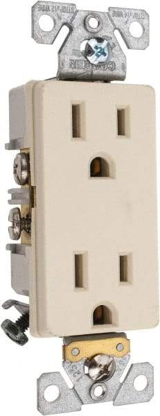 Cooper Wiring Devices - 125 VAC, 15 Amp, 5-15R NEMA Configuration, Ivory, Industrial Grade, Self Grounding Duplex Receptacle - 1 Phase, 2 Poles, 3 Wire, Flush Mount, Chemical and Impact Resistant - Americas Tooling