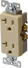 Cooper Wiring Devices - 125 VAC, 20 Amp, 5-20R NEMA Configuration, Ivory, Industrial Grade, Self Grounding Duplex Receptacle - 1 Phase, 2 Poles, 3 Wire, Flush Mount, Chemical and Impact Resistant - Americas Tooling