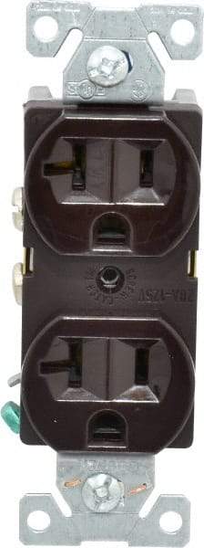 Cooper Wiring Devices - 125 VAC, 20 Amp, 5-20R NEMA Configuration, Brown, Specification Grade, Self Grounding Duplex Receptacle - 1 Phase, 2 Poles, 3 Wire, Flush Mount - Americas Tooling