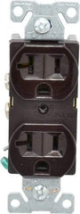 Cooper Wiring Devices - 125 VAC, 20 Amp, 5-20R NEMA Configuration, Brown, Specification Grade, Self Grounding Duplex Receptacle - 1 Phase, 2 Poles, 3 Wire, Flush Mount - Americas Tooling