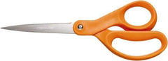 Fiskars - 3-13/32" LOC, 8-1/2" OAL Stainless Steel Standard Shears - Ambidextrous, Plastic Straight Handle, For General Purpose Use - Americas Tooling