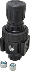 Parker - 1/4 NPT Port, 30 CFM, Zinc Economy Regulator - 2 to 125 psi Range, 300 Max psi Supply Pressure, 1/4" Gauge Port Thread, 2" Wide x 4.44" High - Americas Tooling