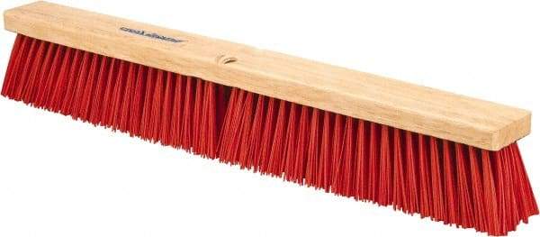 PRO-SOURCE - 24" Heavy Duty Synthetic Push Broom - 4" Bristle Length, Wood Block, Threaded Handle Connection - Americas Tooling