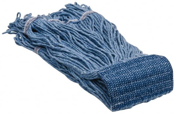 PRO-SOURCE - 5" Blue Head Band, Large Blended Fiber Loop End Mop Head - 4 Ply, Clamp Jaw Connection, Use for General Purpose - Americas Tooling