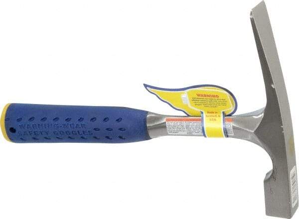 Estwing - 1-1/2 Lb Head Bricklayer's Hammer - 11" OAL, Steel Handle with Grip, 53/64" Face Diam - Americas Tooling