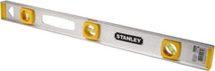 Stanley - 24" Long 3 Vial I-Beam Level - Aluminum, Silver, 1 45°, 1 Level & 1 Plumb Vials - Americas Tooling