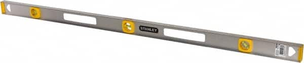 Stanley - 48" Long 3 Vial I-Beam Level - Aluminum, Silver, 1 45°, 1 Level & 1 Plumb Vials - Americas Tooling