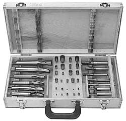 Value Collection - 39 Piece, 3 Flutes, Morse Taper Shank, Interchangeable Pilot Counterbore Set - Americas Tooling