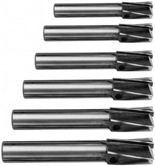 Value Collection - 6 Piece, 3 Flutes, Straight Shank, Interchangeable Pilot Counterbore Set - Americas Tooling