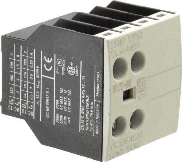 Eaton Cutler-Hammer - 7, 9, 12, 15, 18, 25, 32 Amp, Contactor Front Mount Auxiliary Contact - For Use with XT Contactor and XTRE Control Relay - Americas Tooling