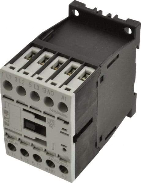 Eaton Cutler-Hammer - 3 Pole, 24 Coil VAC, 20 Amp, Nonreversible Open Enclosure IEC Contactor - 1 Phase hp: 0.5 at 115 V, 1 at 200 V, 1.5 at 230 V, 3 Phase hp: 3 at 200 V, 3 at 230 V, 5 at 460 V, 7.5 at 575 V, 9 Amp Inductive Load Rating Listed - Americas Tooling