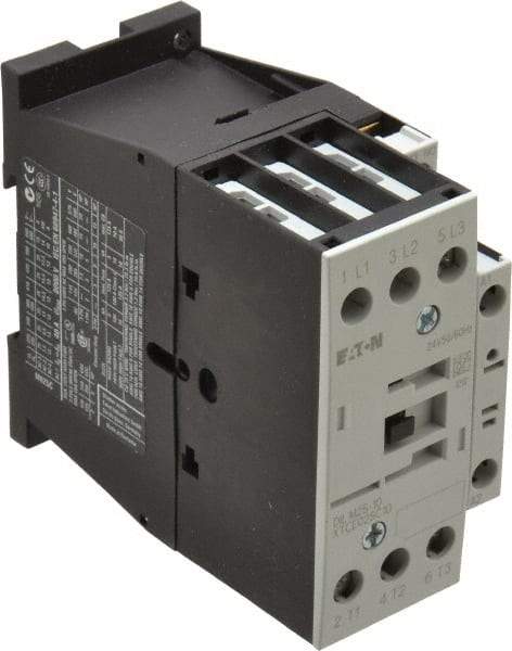 Eaton Cutler-Hammer - 3 Pole, 24 Coil VAC, 40 Amp, Nonreversible Open Enclosure IEC Contactor - 1 Phase hp: 2 at 115 V, 3 at 200 V, 5 at 230 V, 3 Phase hp: 10 at 230 V, 15 at 460 V, 20 at 575 V, 7.5 at 200 V, 25 Amp Inductive Load Rating Listed - Americas Tooling