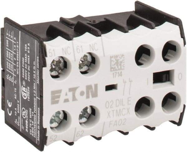 Eaton Cutler-Hammer - 6 to 9 Amp, Contactor Front Mount Auxiliary Contact - For Use with Miniature Contactor and XTRM Miniature Control Relay - Americas Tooling