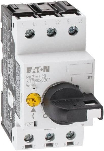 Eaton Cutler-Hammer - 20 Amp, IEC, Open Pushbutton Manual Motor Starter - 45mm Wide x 94mm Deep x 3.6667" High, 15 hp at 600 V & 5 hp at 200 V, CE Approved, CSA Certified, DIN VDE, EN/IEC, UL 508 Type E Compliant & UL Listed - Americas Tooling