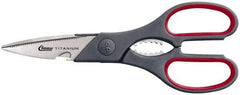 Clauss - 3" LOC, 8-1/4" OAL Titanium Standard Shears - Ambidextrous, 1 Blade Serrated, Plastic Straight Handle, For General Purpose Use - Americas Tooling