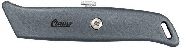 Clauss - Retractable Utility Knife - 2-1/4" Blade, Gray Steel Handle, 1 Blade Included - Americas Tooling