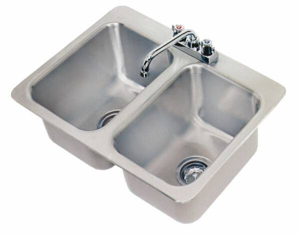 Advance Tabco - 10" Long x 14" Wide Inside, 2 Compartment, Stainless Steel Stainless Steel Drop In Sink - 20 Gauge, 24-7/8" Long x 18-1/2" Wide Outside, 10" Deep - Americas Tooling