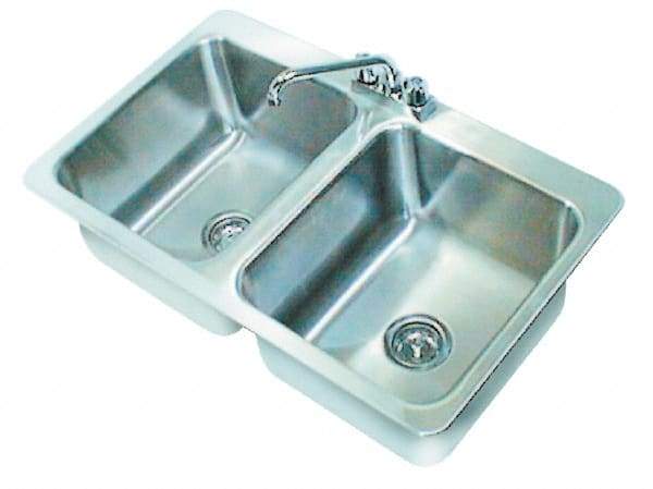 Advance Tabco - 14" Long x 16" Wide Inside, 2 Compartment, Stainless Steel Stainless Steel Drop In Sink - 18 Gauge, 33-1/2" Long x 20-1/2" Wide Outside, 10" Deep - Americas Tooling