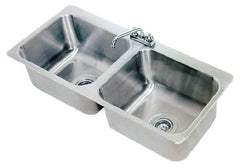 Advance Tabco - 20" Long x 16" Wide Inside, 2 Compartment, Stainless Steel Stainless Steel Drop In Sink - 18 Gauge, 45-1/2" Long x 20-1/2" Wide Outside, 12" Deep - Americas Tooling