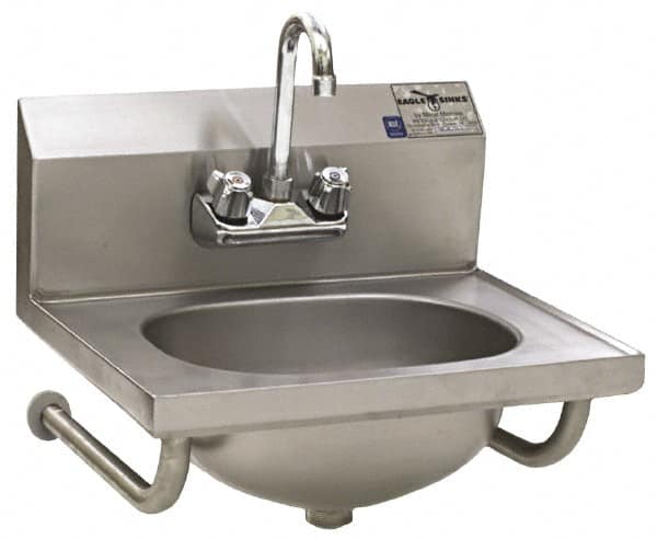 Eagle MHC - 13-1/2" Long x 9-3/4" Wide Inside, 1 Compartment, Stainless Steel Stainless Steel Hand Sink-Tubular Wall Mounted - 20 Gauge, 18-7/8" Long x 14-3/4" Wide x 14-1/4" High Outside, 6-3/4" Deep - Americas Tooling