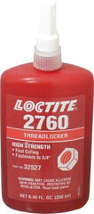 Loctite - 250 mL Bottle, Red, High Strength Liquid Threadlocker - Series 2760, 24 hr Full Cure Time, Hand Tool, Heat Removal - Americas Tooling