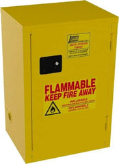 Jamco - 1 Door, 1 Shelf, Yellow Steel Space Saver Safety Cabinet for Flammable and Combustible Liquids - 35" High x 23" Wide x 18" Deep, Manual Closing Door, 3 Point Key Lock, 12 Gal Capacity - Americas Tooling