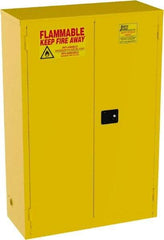 Jamco - 2 Door, 2 Shelf, Yellow Steel Standard Safety Cabinet for Flammable and Combustible Liquids - 65" High x 43" Wide x 18" Deep, Manual Closing Door, 3 Point Key Lock, 45 Gal Capacity - Americas Tooling