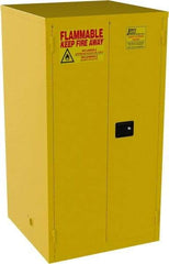 Jamco - 2 Door, 2 Shelf, Yellow Steel Standard Safety Cabinet for Flammable and Combustible Liquids - 65" High x 34" Wide x 34" Deep, Manual Closing Door, 3 Point Key Lock, 60 Gal Capacity - Americas Tooling