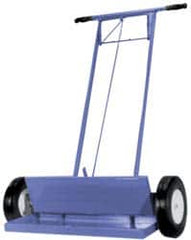 Made in USA - 36" Long Push Magnetic Sweeper with Wheels - 4-1/2" Wide x 1-1/2" High x 48" Long, 10" Wheel Diam, 2-1/2" Clearance - Americas Tooling