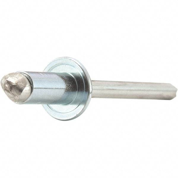 STANLEY Engineered Fastening - Size 4 Dome Head Stainless Steel Open End Blind Rivet - Stainless Steel Mandrel, 0.313" to 3/8" Grip, 1/8" Head Diam, 0.129" to 0.133" Hole Diam, 0.077" Body Diam - Americas Tooling