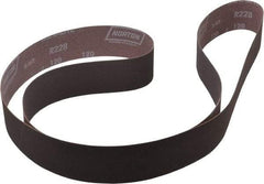 Norton - 2" Wide x 72" OAL, 120 Grit, Aluminum Oxide Abrasive Belt - Aluminum Oxide, Fine, Coated, X Weighted Cloth Backing, Series R228 - Americas Tooling