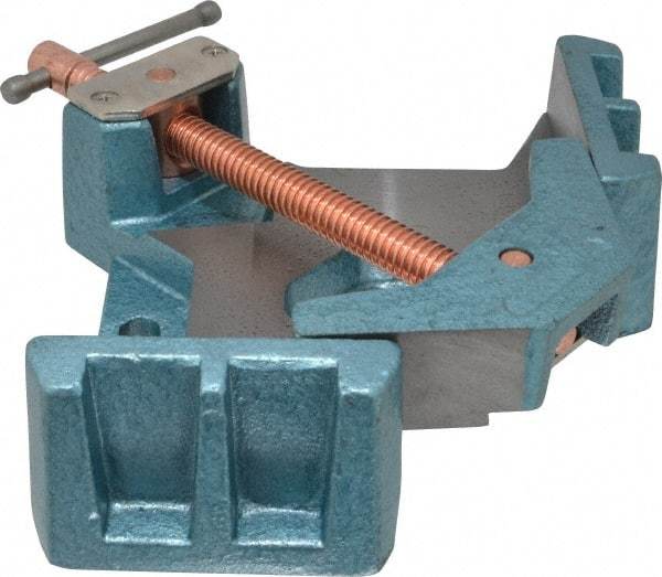 Wilton - Fixed Angle, 2 Axes, 4-1/8" Long, 1-3/8" Jaw Height, 3-11/32" Max Capacity, Cast Iron Angle & Corner Clamp - 90° Clamping Angle - Americas Tooling