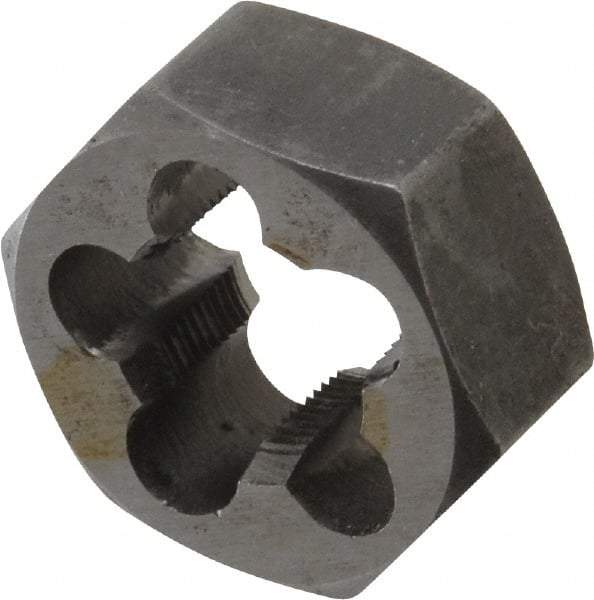 Interstate - 9/16-32 UNS Thread, 1-1/16" Hex, Right Hand Thread, Hex Rethreading Die - Carbon Steel, 1/2" Thick - Exact Industrial Supply