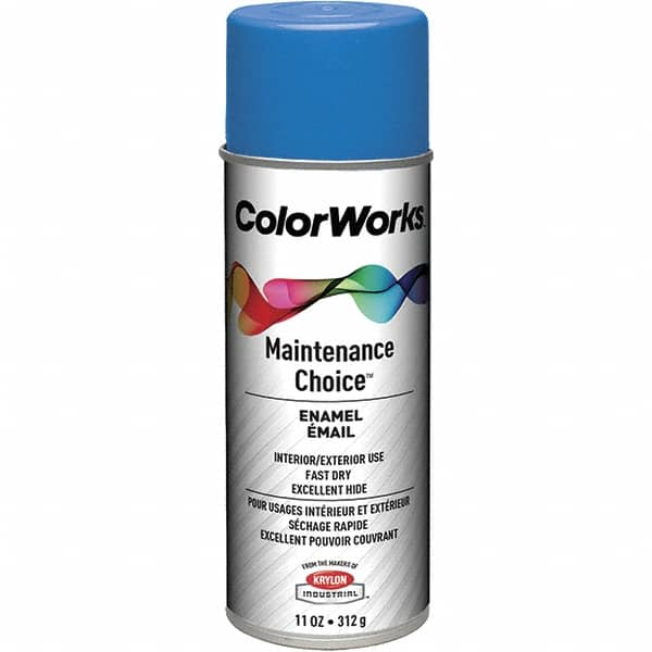 Krylon - Safety Blue, Enamel Spray Paint - 15 to 18 Sq Ft per Can, 16 oz Container, Use on General Industrial Maintenance & Touch-up Work - Americas Tooling