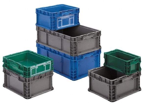 Orbis - 40 Lb Load Capacity Gray Polyethylene Tote Container - Stacking, 12" Long x 15" Wide x 5" High - Americas Tooling