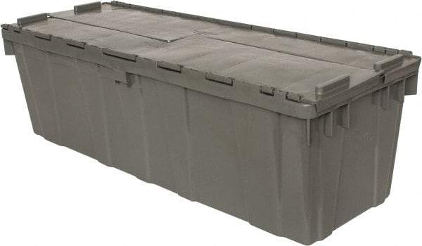 Orbis - 11 Cu Ft, 40 Lb Load Capacity Gray Polyethylene Attached-Lid Container - Stacking, Nesting, 39.3" Long x 14" Wide x 12" High, Lid Included - Americas Tooling