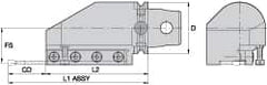 Kennametal - Tool Block Style KM63UT, 32mm Blade Height, 174.5mm OAL, 76.5mm OAH, Indexable Cutoff Blade Tool Block - 32mm Shank Height, Reversible, Series A2 Cut-Off - Americas Tooling