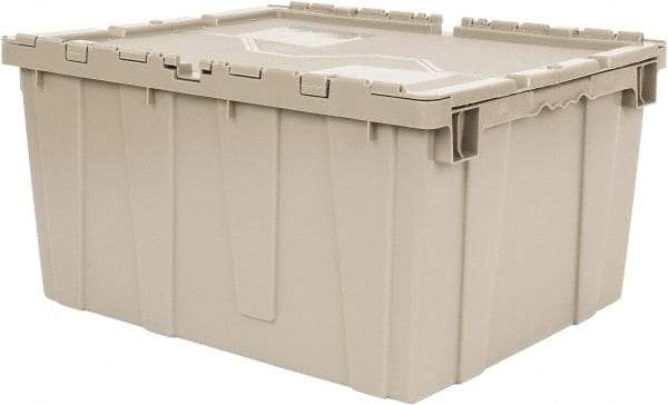 Quantum Storage - 2.44 Cu Ft, 80 Lb Load Capacity Gray Polyethylene Attached-Lid Container - Stacking, Nesting, 23.9" Long x 19.4" Wide x 12-1/2" High, Lid Included - Americas Tooling