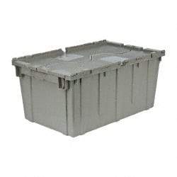 Quantum Storage - 2.5 Cu Ft, 100 Lb Load Capacity Gray Polyethylene Attached-Lid Container - Stacking, Nesting, 27.3" Long x 16.6" Wide x 12-1/2" High, Lid Included - Americas Tooling