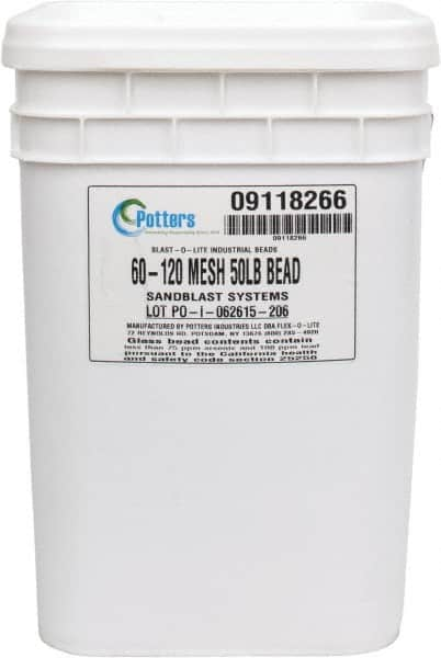 Made in USA - Medium Grade Smooth Glass Bead - 60 to 120 Grit, 50 Lb Pail - Americas Tooling