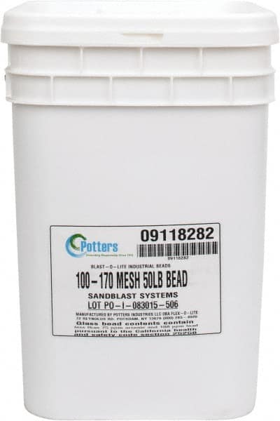 Made in USA - Medium/Fine Grade Smooth Glass Bead - 100 to 170 Grit, 50 Lb Pail - Americas Tooling