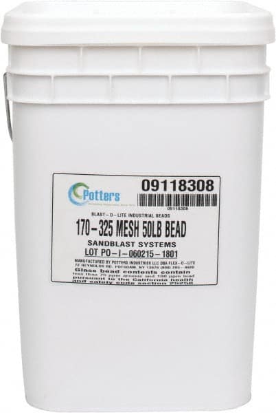 Made in USA - Fine Grade Smooth Glass Bead - 170 to 325 Grit, 50 Lb Pail - Americas Tooling